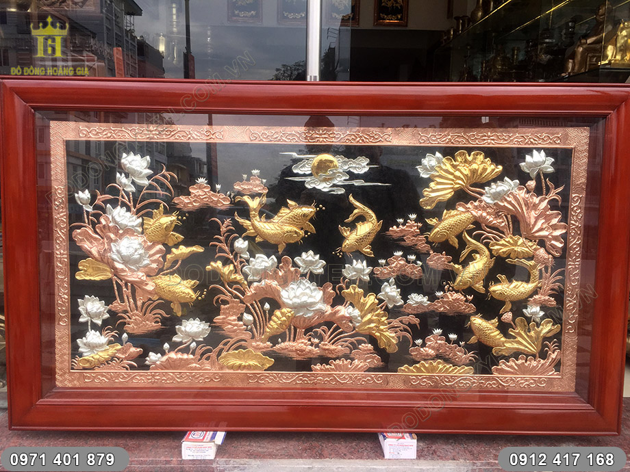 Tranh Cửu Ngư Quần Tụ Mạ Tam Kh&iacute; 1m55